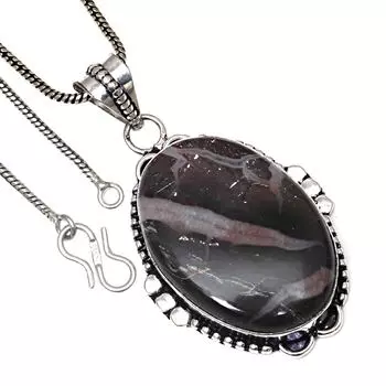 Pendant Crazy Lace Agate Gemstone Valentine Day Gifted Silver Jewelry 2.25