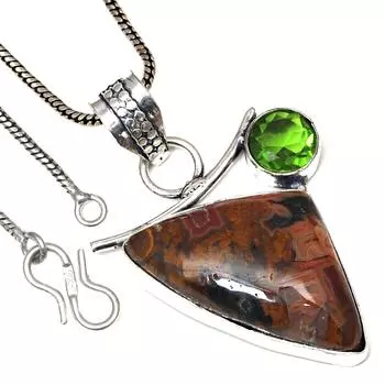 Pendant Crazy Lace Agate Peridot Gemstone Valentine Day Silver Jewelry 2