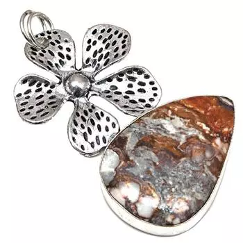 Pendant Crezy Lace Agate Gemstone Gift For Her Silver Jewelry 2.5