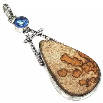 Pendant Dendritic Drusy Gemstone Mother Day Gift Silver Jewelry 2.5