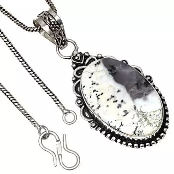 Подвеска с дендритным опалом, драгоценным камнем, ручная работа, серебряное украшение ко Дню святого Валентина, 2 дюйма