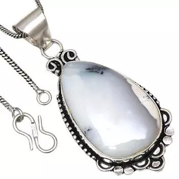 Pendant Dendritic Opal Gemstone Valentine Day Gift Silver Jewelry 2.5