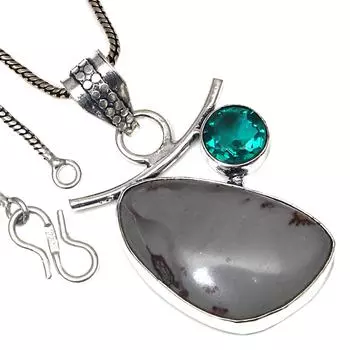 Pendant Designer Jasper Chrome Diopside Gemstone Silver Jewelry 2.5