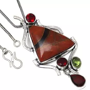Pendant Designer Jasper GarnetGemstone Valentine Day Silver Jewelry 2.25