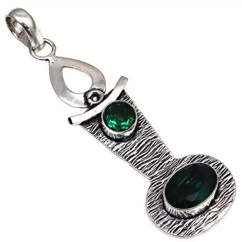 Pendant Emerald Quartz Gemstone Gift For Her Silver Jewelry 3