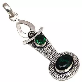 Pendant Emerald Quartz Gemstone Gift For Her Silver Jewelry 2.25
