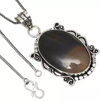 Pendant Flourite Gemstone Handicraft Valentine Day Gift Silver Jewelry 2.25