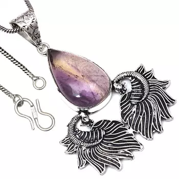 Pendant Flourite Gemstone Valentine Day Gift Silver Jewelry 2.25