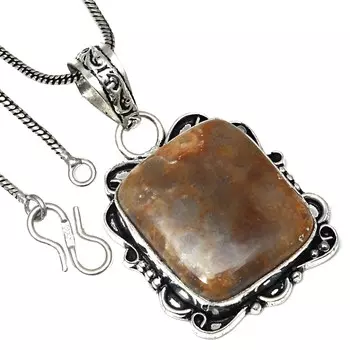 Pendant Fossil Coral Gemstone Handmade Gift For Her Silver Jewelry 1.75