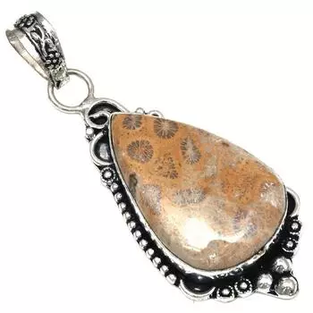 Подвеска из ископаемого коралла, серебряное украшение ручной работы на День матери 2,25 дюйма