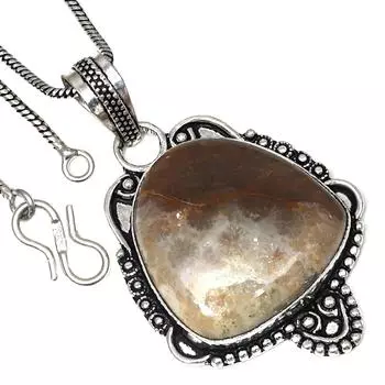 Pendant Fossil Coral Gemstone Valentine Day Gift Silver Jewelry 2