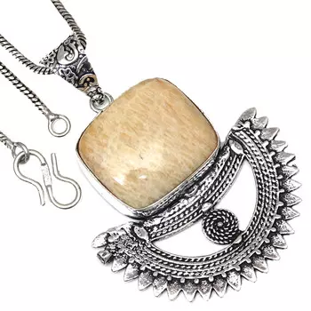 Pendant Fossil Coral Gemstone Valentine Day Gift Silver Jewelry 2