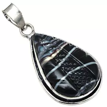 Pendant Gray Botswana Agate Gemstone Handmade Silver Jewelry 2