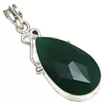 Pendant Green Onyx Gemstone Gift For Her Silver Jewelry 1.75