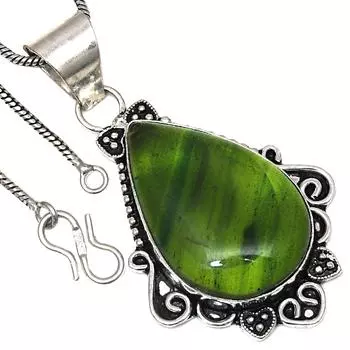 Pendant Green Rutile Gemstone Valentine Day Gift Silver Jewelry 2.25