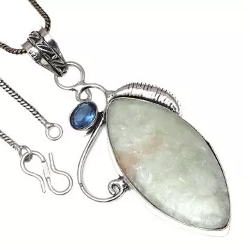 Pendant Green SSepterian Swiss Blue Gemstone Valentine Day Silver Jewelry 2