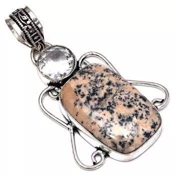 Pendant Hunny Dendritic Opal Topaz Gemstone Handmade Silver Jewelry 2