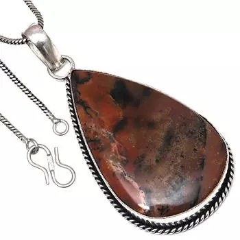 Pendant HunnyDendritic Gemstone Handmade Antique Silver Jewelry 2.5