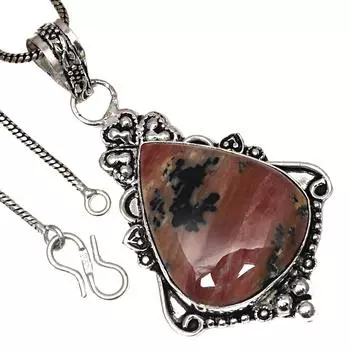 Pendant HunnyDendritic Gemstone Valentine Day Silver Jewelry 1.75