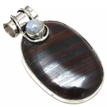 Pendant Iron Tiger s Eye Gemstone Mother Day Gift Silver Jewelry 1.75