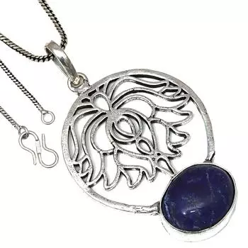 Pendant Lapis Lazuli Gemstone Handicraft Valentine Day Gift Silver Jewelry 2