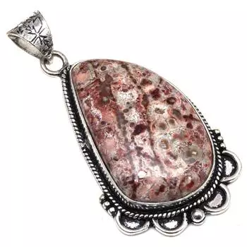 Pendant Leopard Skin Jasper Gemstone Mother s Day Gift Silver Jewelry 2.25