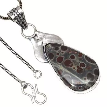 Pendant Leopard Skin Jasper Gemstone Valentine Day Ethnic Silver Jewelry 2