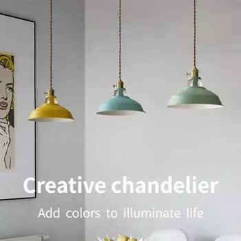 Pendant Light Retro Industrial Colorful Restaurant Kitchen Home Ceiling Lamp Vintage Hanging Light Lampshade Decorative Lamps NO Bulbs синий