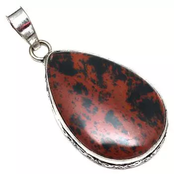 Pendant Mahogany Obsidian Gemstone Mother Day Gift Silver Jewelry 2.25