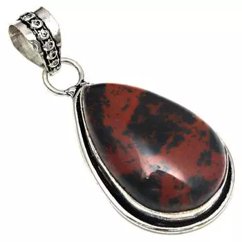 Pendant Mahogany Obsidian Gemstone Mother Day Silver Jewelry 1.75