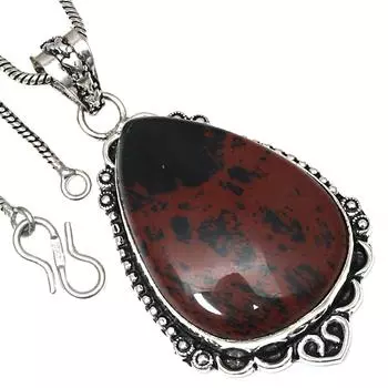 Pendant Mahogany Obsidian Gemstone Valentine Day Gift Silver Jewelry 2