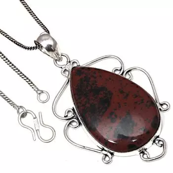 Pendant Mahogany Obsidian Gemstone Valentine Day Gifted Silver Jewelry 2.5