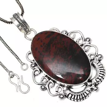 Pendant Mahogany Obsidian Gemstone Valentine Day Gifted Silver Jewelry 2.5