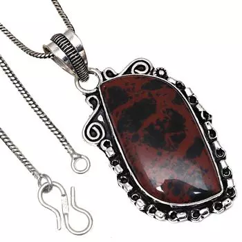 Pendant Mahogany Obsidian Gemstone Valentine Day Gifted Silver Jewelry 2.5