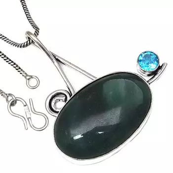 Pendant Malachite Gemstone Valentine Day Gift Silver Jewelry 1.75