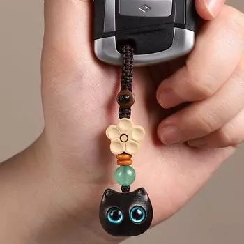 Pendant Mobile Phone Ring Key Charms Lucky Cat Pendant Cute Key Chain Strap Women D