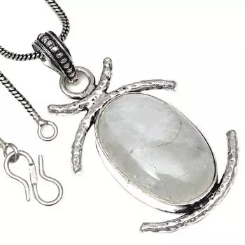 Pendant Moonstone Cabochon Gemstone Handmade Antique Silver Jewelry 2