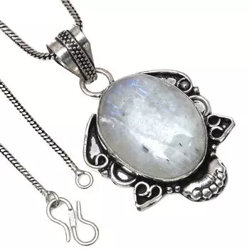 Pendant Moonstone Cabochon Gemstone Valentine Day Gift Silver Jewelry 1.75