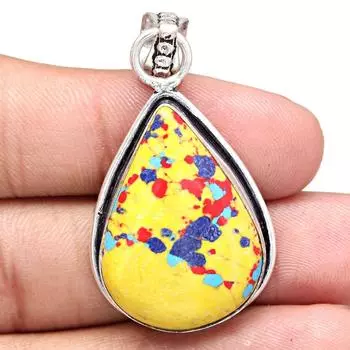 Pendant Mosaic Jasper Gemstone Handmade Mother Day Silver Jewelry 1.75