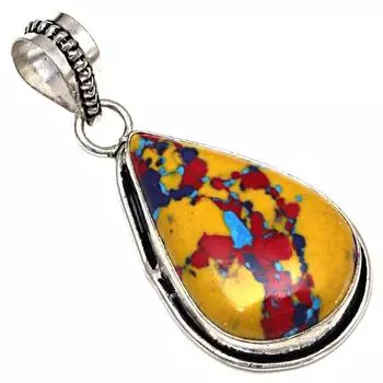 Pendant Mosaic Jasper Gemstone Handmade Mother Day Silver Jewelry 1.75