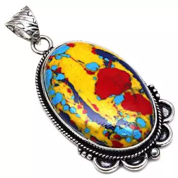 Pendant Mosaic Jasper Gemstone Handmade Mother s Day Gift Silver Jewelry 2