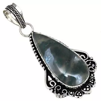 Pendant Moss Agate Gemstone Handmade Mother Day Silver Jewelry 2.25
