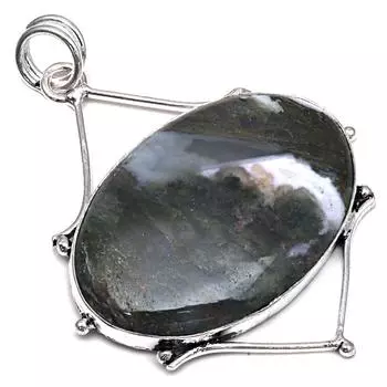 Pendant Moss Agate Gemstone Handmade Mother s Day Gift Silver Jewelry 2.25