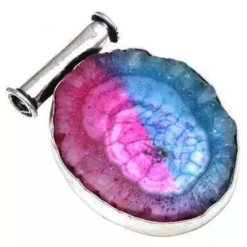 Pendant Multi Solar Drusy Gemstone Mother Day Gift Silver Jewelry 1.5