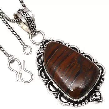Pendant Multi Tiger Gemstone Handmade Gift For Her Silver Jewelry 2.25