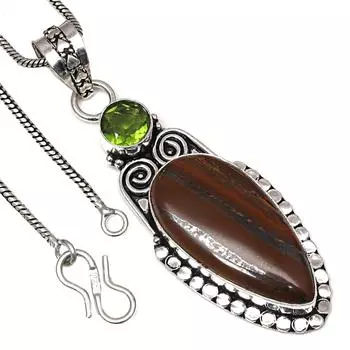 Pendant Multi Tiger PeridotGemstone Valentine Day Gift Silver Jewelry 2.5