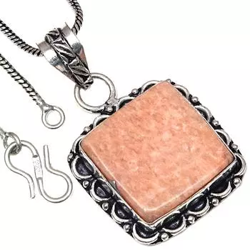 Pendant Orange Agate Gemstone Handmade Gift For Her Silver Jewelry 1.75