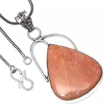 Pendant Orange Amazonite Gemstone Valentine Day Ethnic Silver Jewelry 2.5