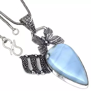 Pendant Owyhee Blue Opal Gemstone Handmade Gift For Her Silver Jewelry 2.5