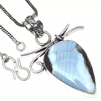 Pendant Owyhee Blue Opal Gemstone Valentine Day Ethnic Silver Jewelry 2